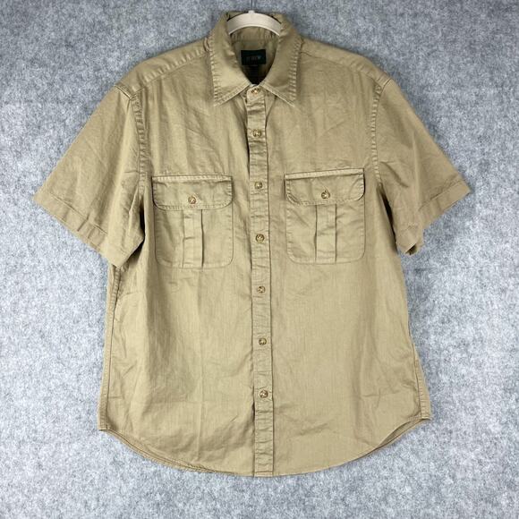 J. Crew Other - J Crew Oarsman Shirt Mens Medium Beige Button Up Cotton Twill Safari Outdoor NEW